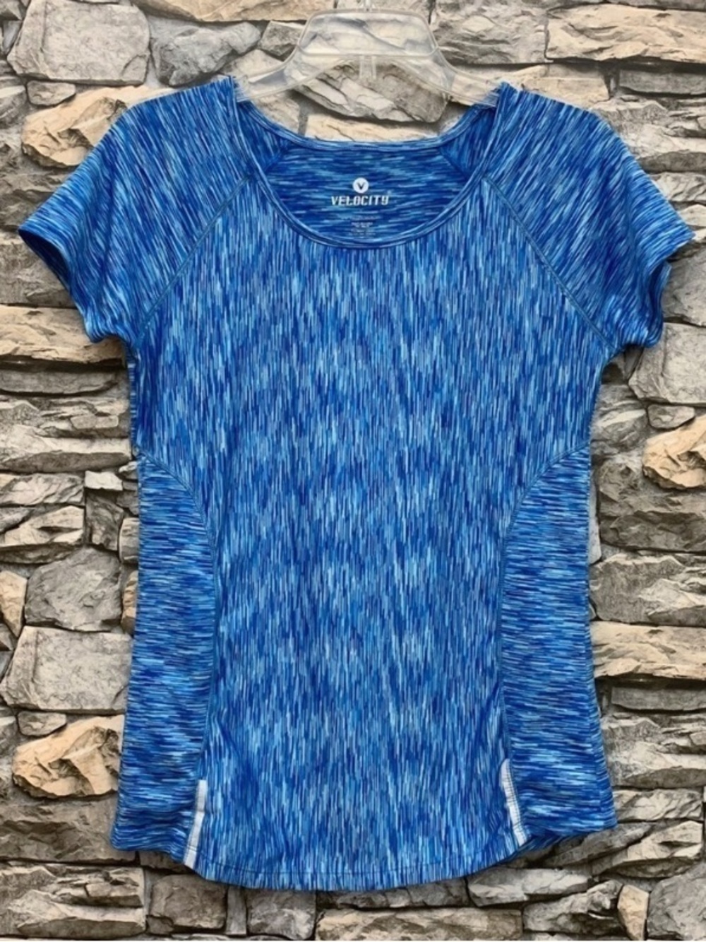 #24 Velocity Blue Activewear Yoga Gym Running Workout Crewneck Shirt Top Large
